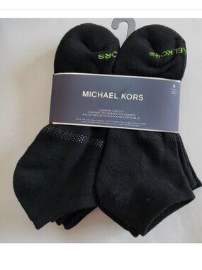 MICHAEL KORS 6-pack Black low cut socks 6pk sport socks mens size L 6-12